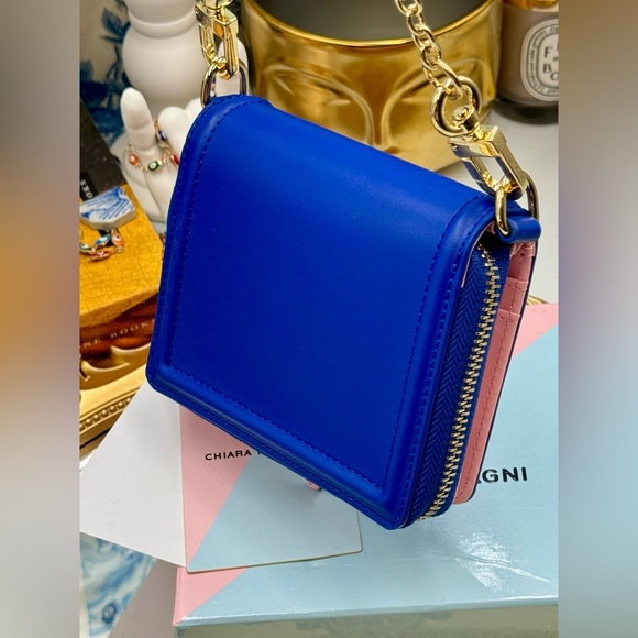 🆕 CHIARA FERRAGNI 🧿 BNIB Eyelike Motif Chain Linked Wallet - Blue - WOC - Picture 6 of 15